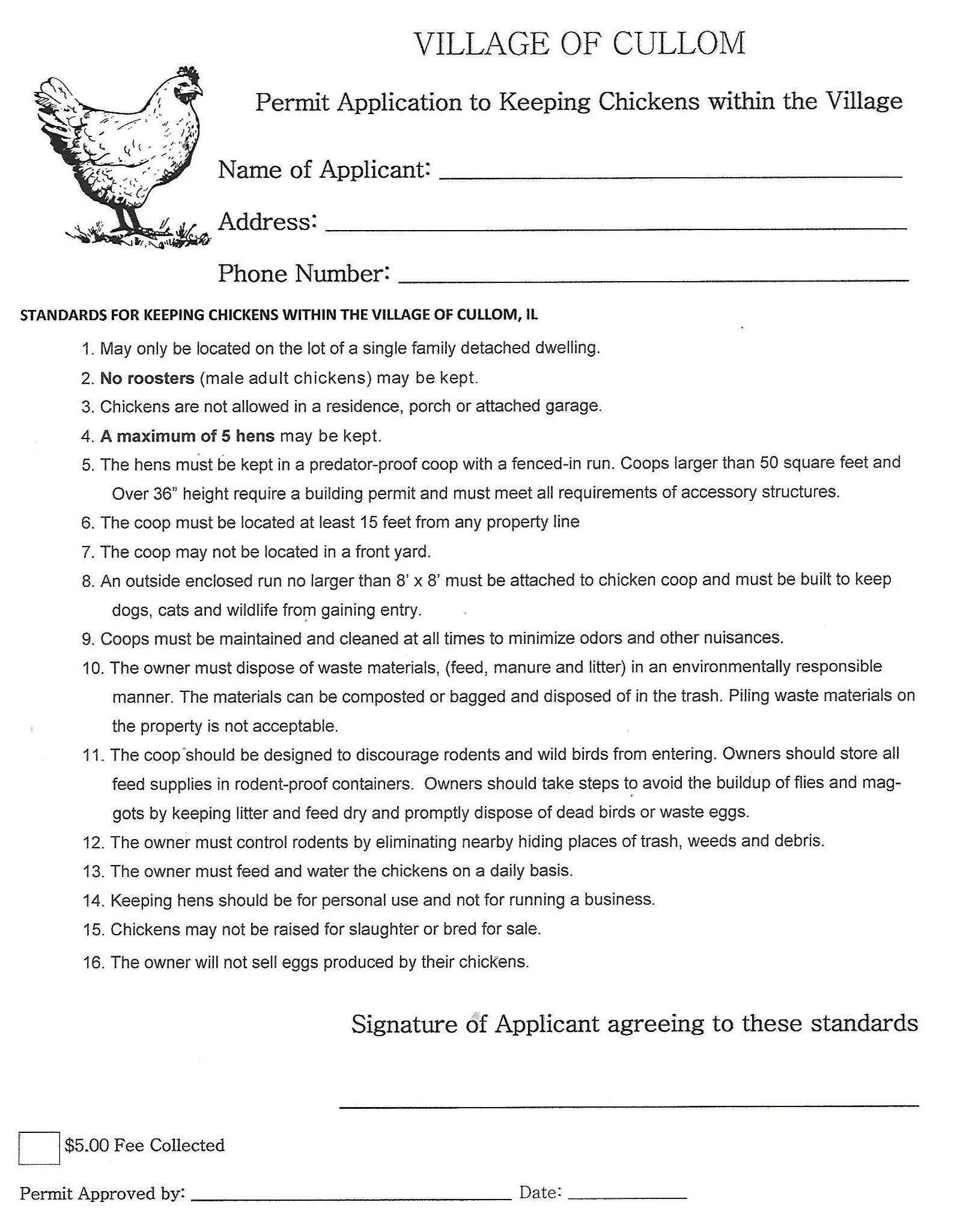 Chicken Permit Application